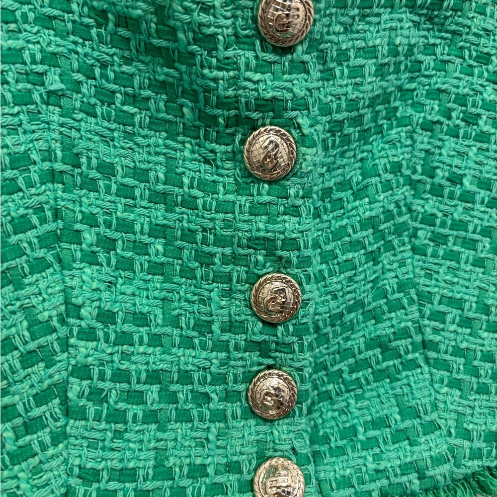 Maje Green Tweed Crop Top - Picture 2 of 6